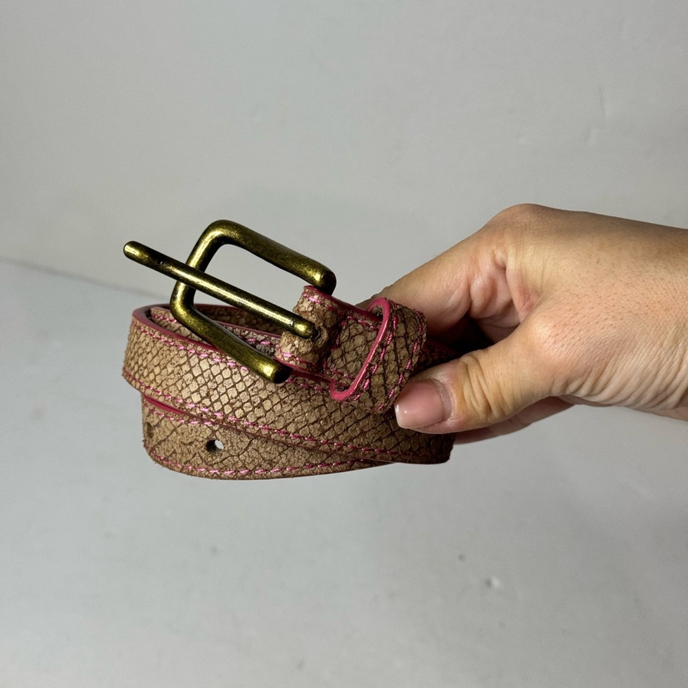 LIEBESKIND BERLIN Beige Pink Skinny Snake Leather Belt 90cm